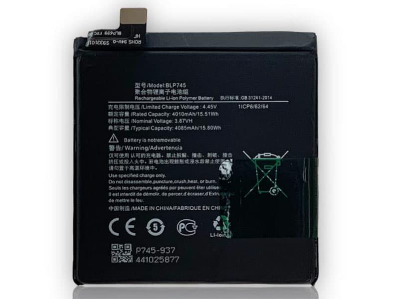 Replacement For OPPO BLP745 4010mAh/15.51WH 3.87V Cell Phone Battery